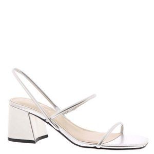 Marc Fisher Women's Galvin Slingback Strap Sandals Block Heels, Silver, Size 8.5